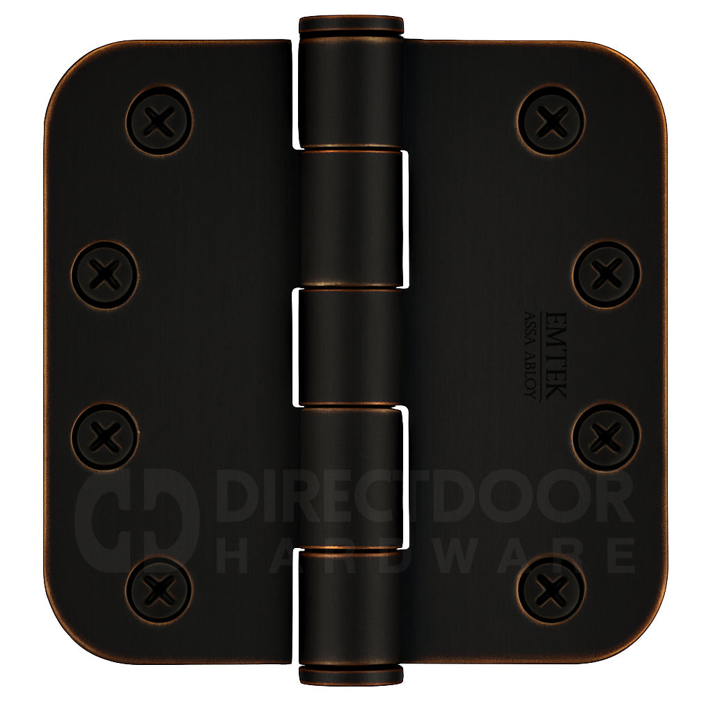 Emtek 4 Inch Heavy Duty Door Hinges With 5/8 Inch Round Corners Oil Rubbed Bronze