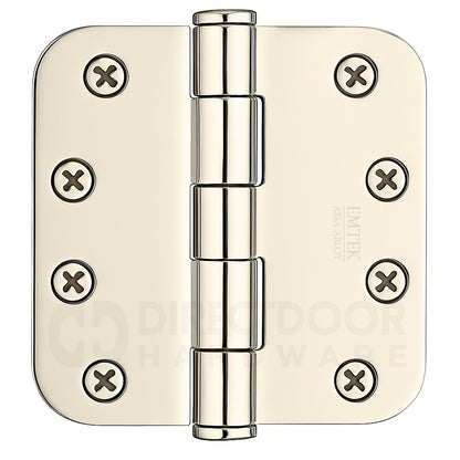 Emtek 4 Inch Heavy Duty Door Hinges With 5/8 Inch Round Corners Polished Nickel