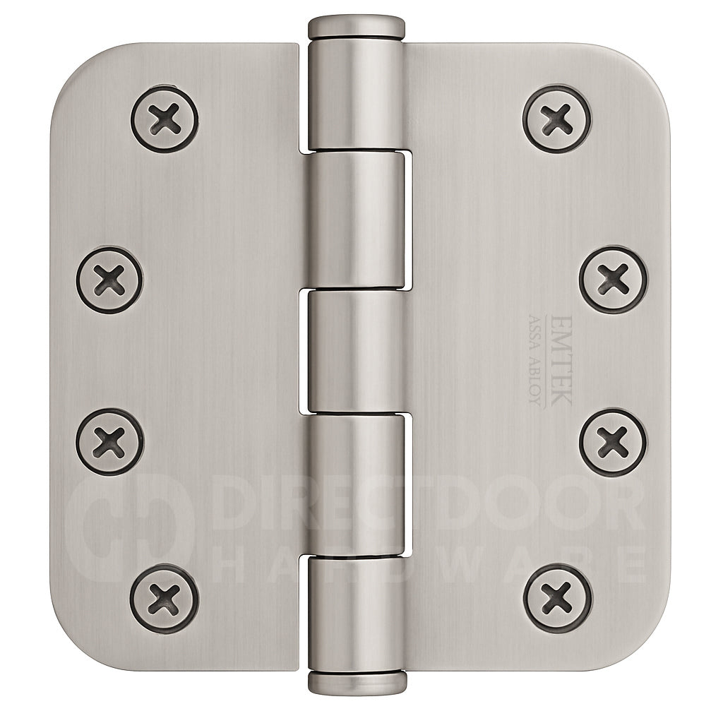 Emtek 4 Inch Heavy Duty Door Hinges With 5/8 Inch Round Corners Satin Nickel