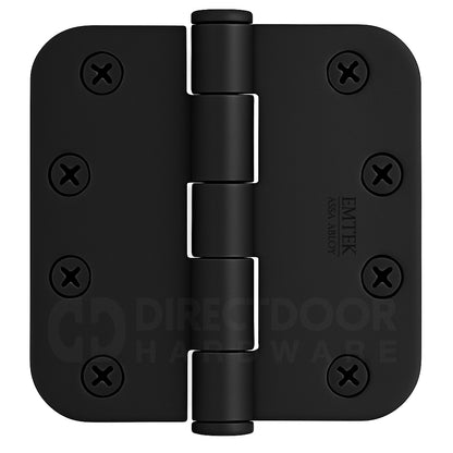 Emtek 4 Inch Heavy Duty Door Hinges With 5/8 Inch Round Corners Flat Black