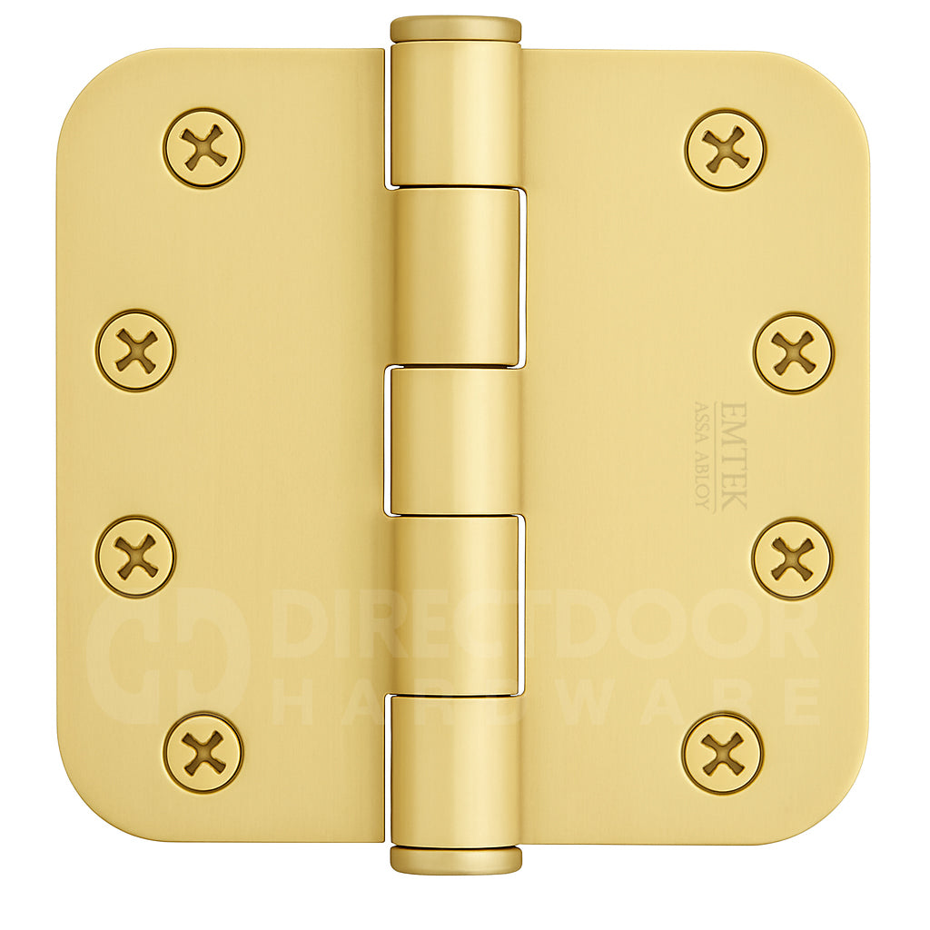 Emtek 4 Inch Heavy Duty Door Hinges With 5/8 Inch Round Corners in Satin Brass