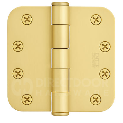 Emtek 4 Inch Heavy Duty Door Hinges With 5/8 Inch Round Corners in Satin Brass