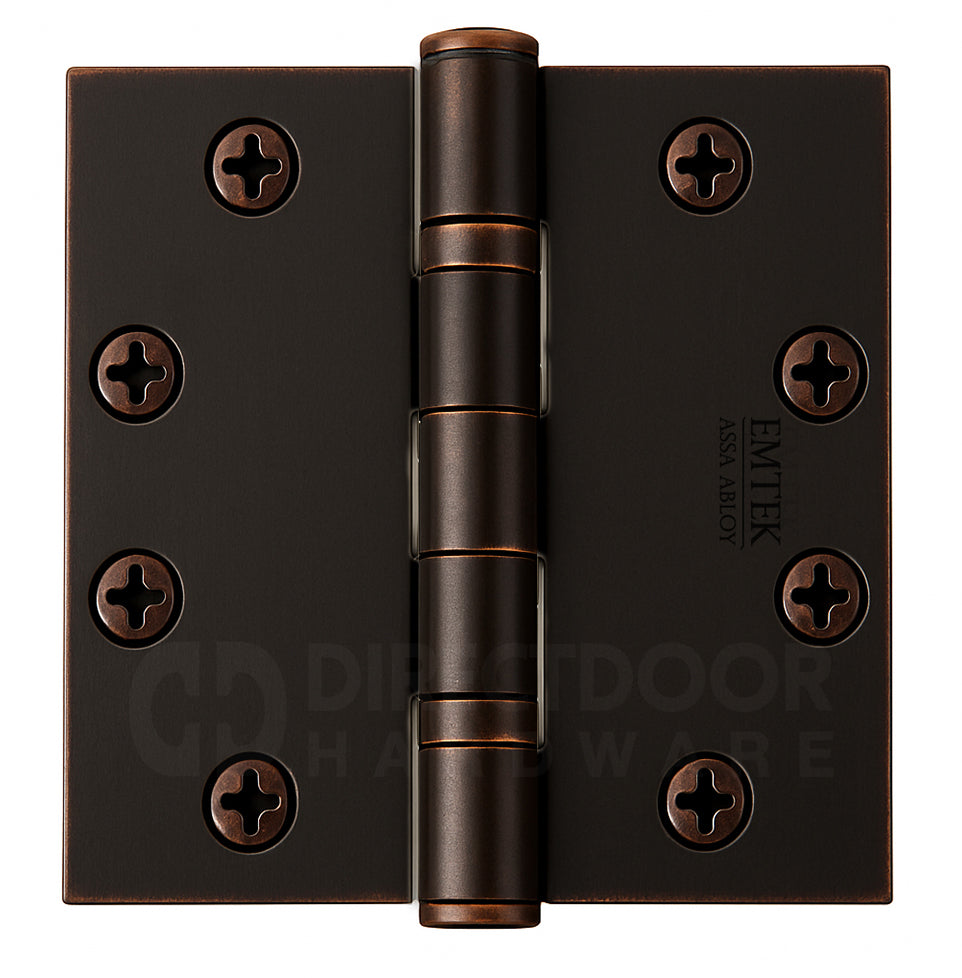 Emtek 4.5 Inch Ball Bearing Door Hinges With Square Corners in Oil Rubbed Bronze