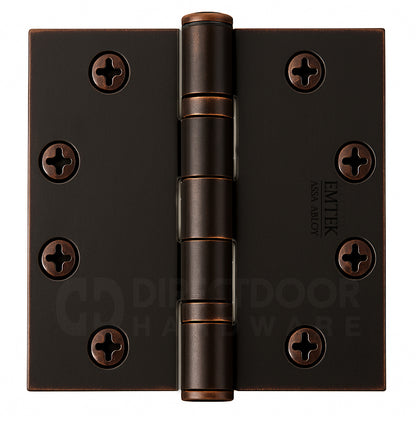 Emtek 4.5 Inch Ball Bearing Door Hinges With Square Corners in Oil Rubbed Bronze