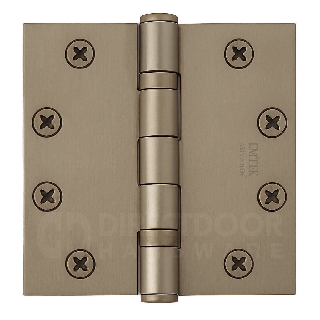 Emtek 4.5 Inch Ball Bearing Door Hinges With Square Corners in Pewter