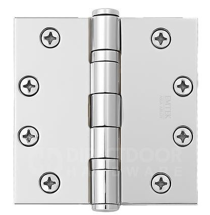Emtek 4.5 Inch Ball Bearing Door Hinges With Square Corners in Polished Chrome