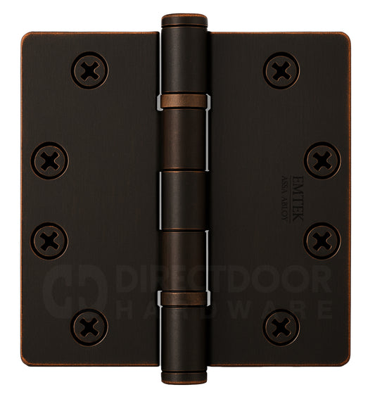Emtek 4.5 Inch Ball Bearing Door Hinges With 1/4 Inch Round Corner in Oil Rubbed Bronze