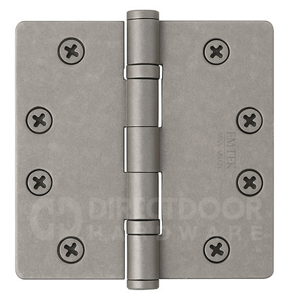 Emtek 4.5 Inch Ball Bearing Door Hinges With 1/4 Inch Round Corner in Pewter