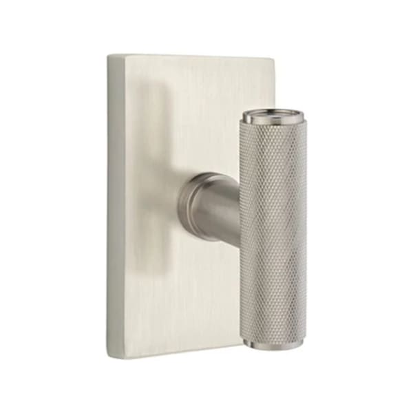 Emtek Ace Knurled Door Knob with Modern Rectangular Rosette