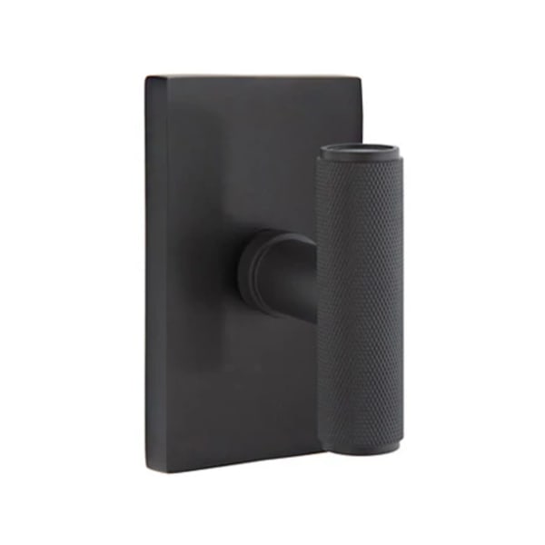 Emtek Ace Knurled Interior Mortise Knob with Modern Rectangular Rosette