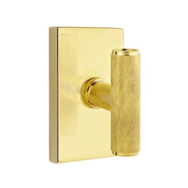 Emtek Ace Knurled Door Knob with Modern Rectangular Rosette