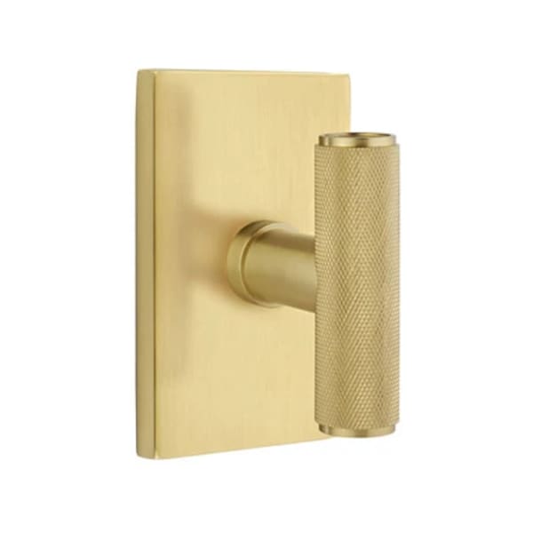 Emtek Ace Knurled Interior Mortise Knob with Modern Rectangular Rosette