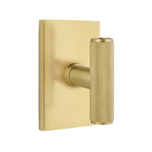 Emtek Ace Knurled Door Knob with Modern Rectangular Rosette