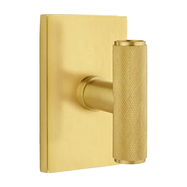 Emtek Ace Knurled Interior Mortise Knob with Modern Rectangular Rosette