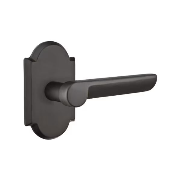 Emtek Sandcast Bronze Aurora Lever Handle with Style 1 Rosette