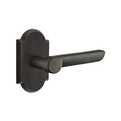 Emtek Sandcast Bronze Aurora Lever Handle with Style 1 Rosette