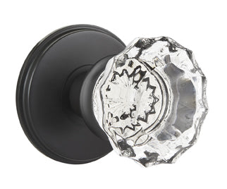 Emtek Astoria Crystal Knob with Waterford Rosette Flat Black