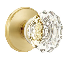 Emtek Astoria Crystal Knob with Waterford Rosette Satin Brass