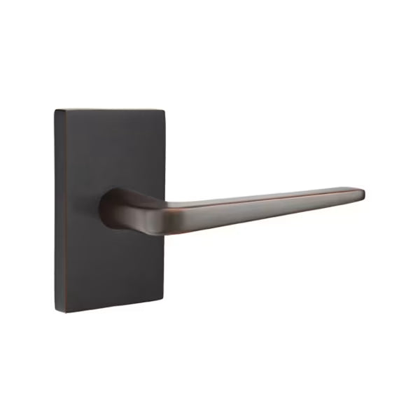 Emtek Athena Interior Mortise Lever with Modern Rectangular Rosette