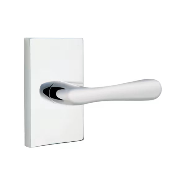 Emtek Basel Lever Handle with Modern Rectangular Rosette