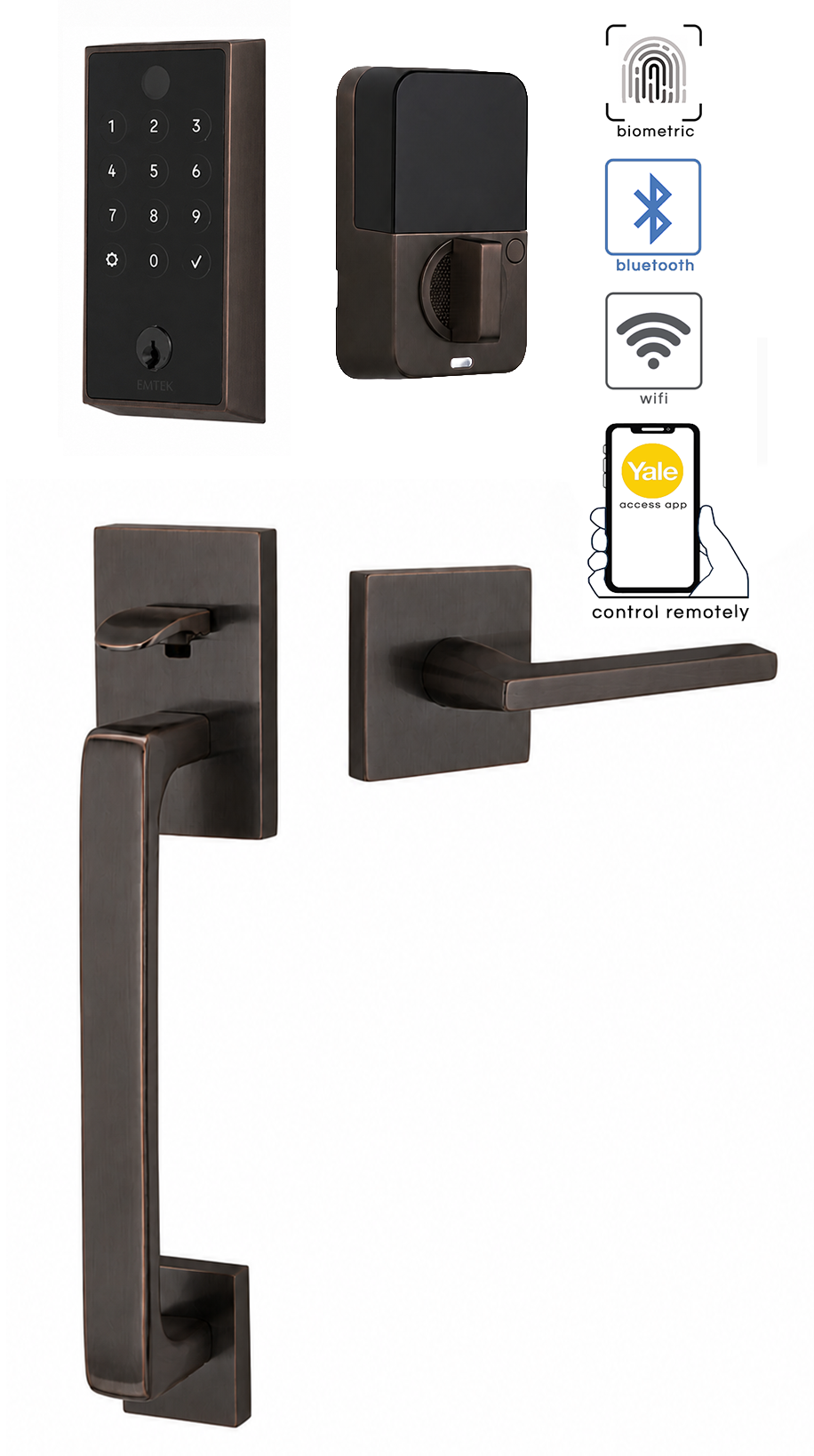 Emtek Empowered 2 Touch Screen Entry Set with Baden Grip