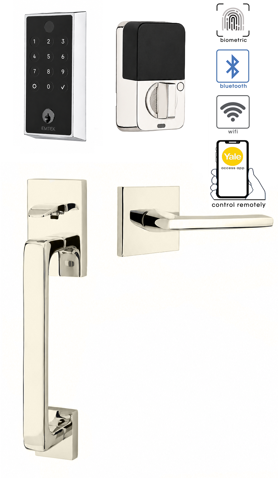 Emtek Empowered 2 Touch Screen Entry Set with Baden Grip