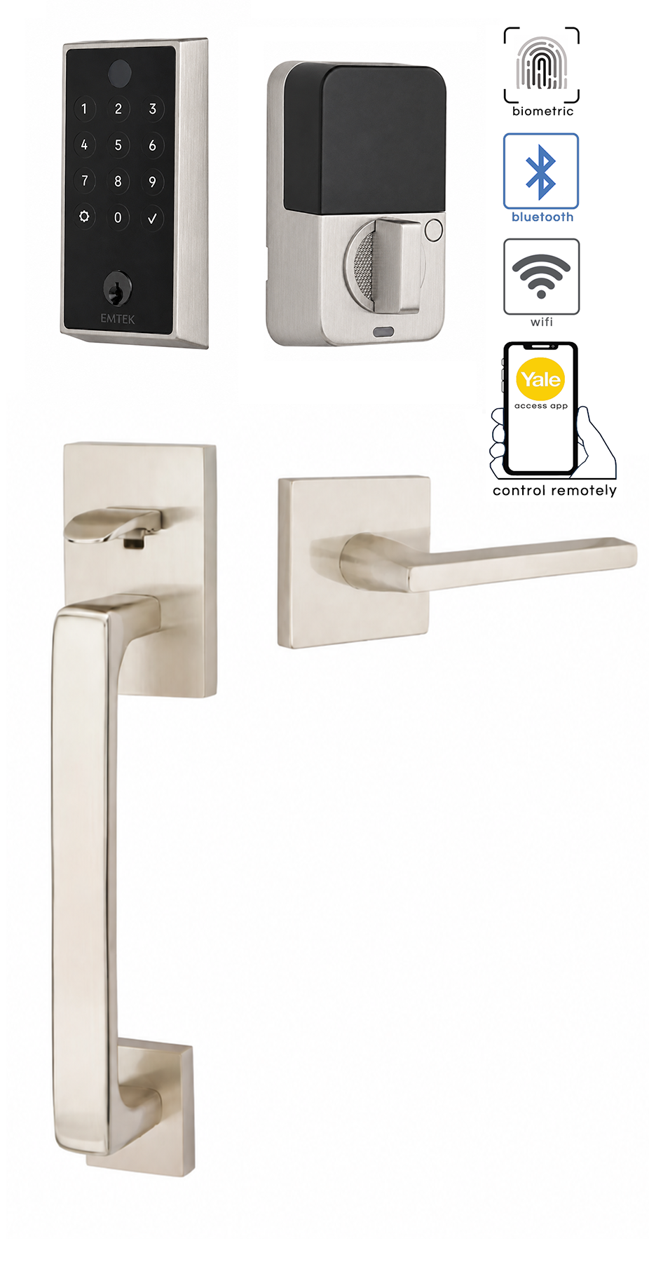 Emtek Empowered 2 Touch Screen Entry Set with Baden Grip