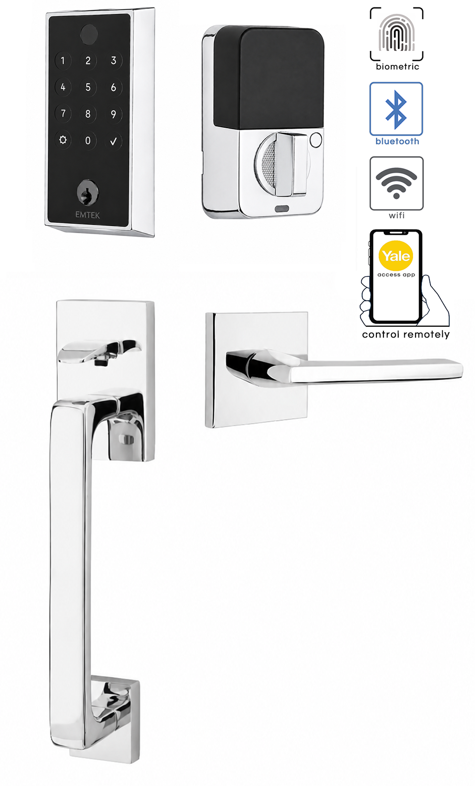 Emtek Empowered 2 Touch Screen Entry Set with Baden Grip
