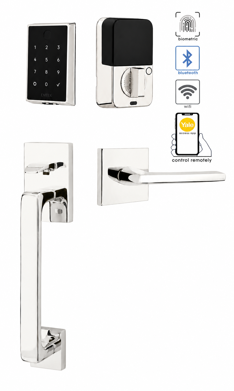 Emtek Empowered 2 Touch Screen Entry Set with Baden Grip
