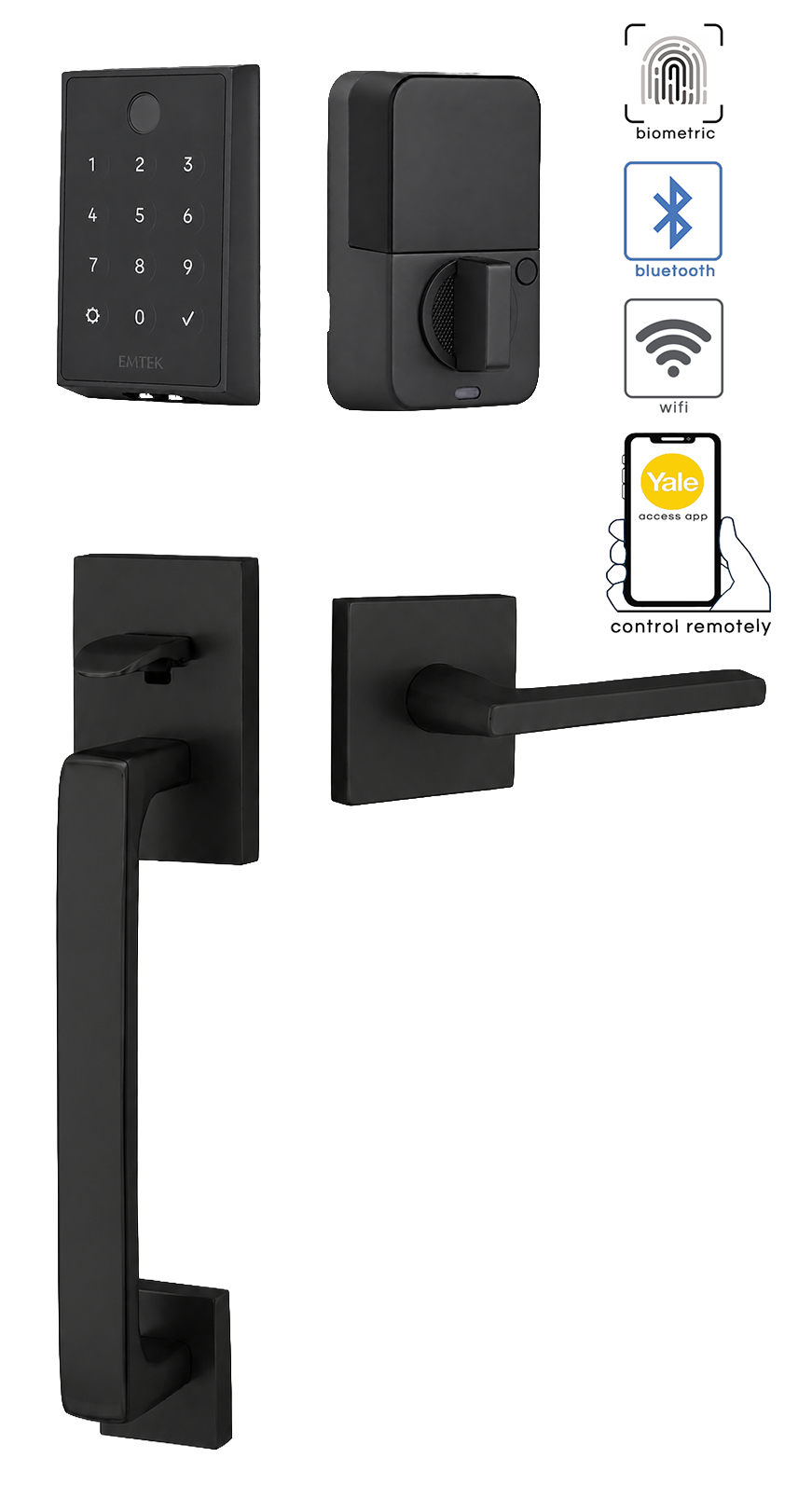 Emtek Empowered 2 Touch Screen Entry Set with Baden Grip