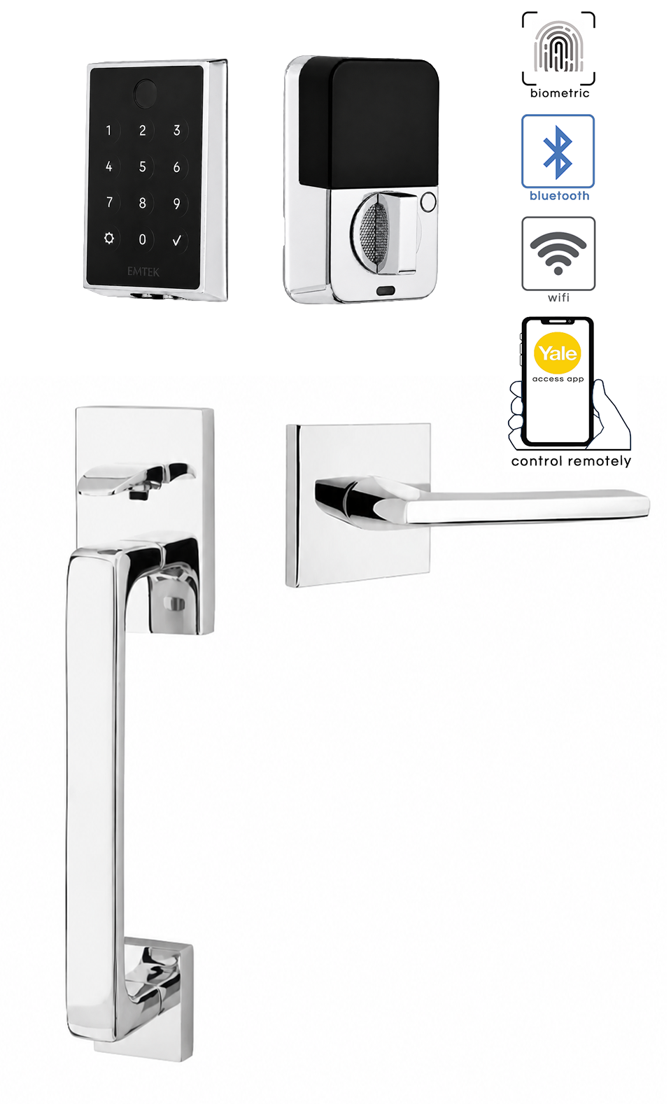 Emtek Empowered 2 Touch Screen Entry Set with Baden Grip