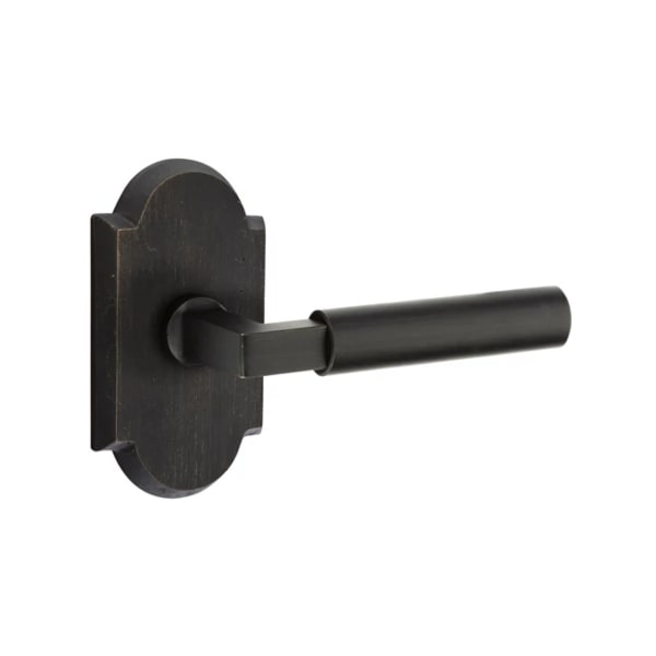 Emtek Sandcast Bronze Bryce Lever Handle with Style 1 Rosette