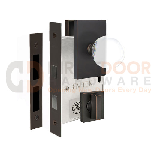 Emtek Bristol Interior Mortise Knob with Modern Rectangular Rosette