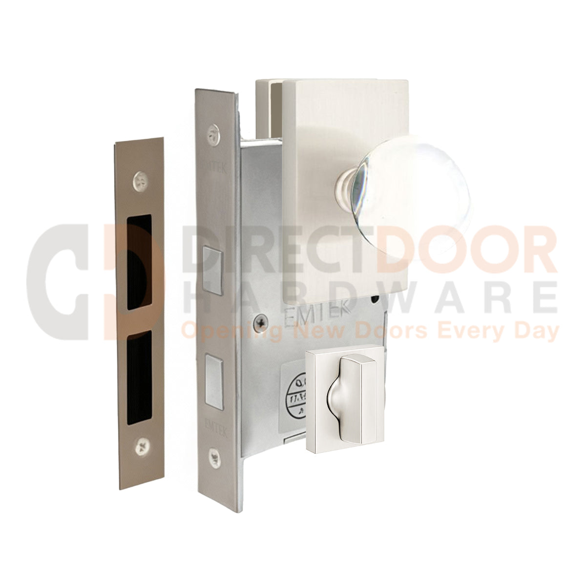 Emtek Bristol Interior Mortise Knob with Modern Rectangular Rosette