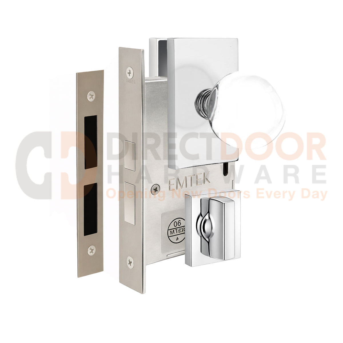Emtek Bristol Interior Mortise Knob with Modern Rectangular Rosette