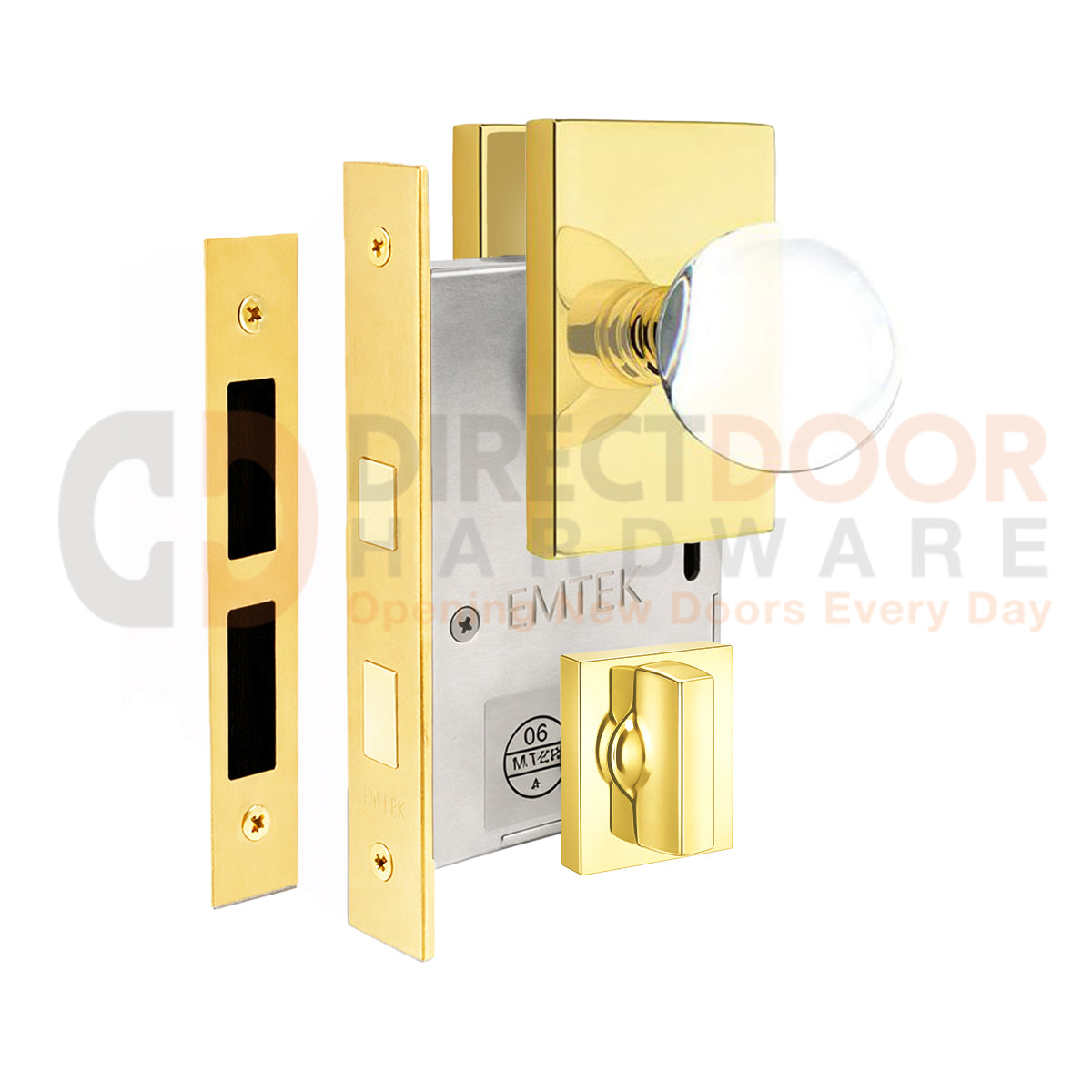 Emtek Bristol Interior Mortise Knob with Modern Rectangular Rosette