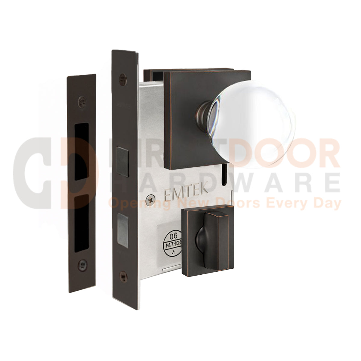 Emtek Bristol Interior Mortise Knob with Square Rosette