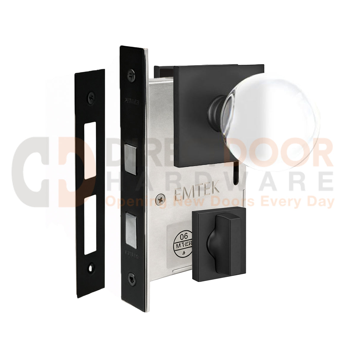 Emtek Bristol Interior Mortise Knob with Square Rosette