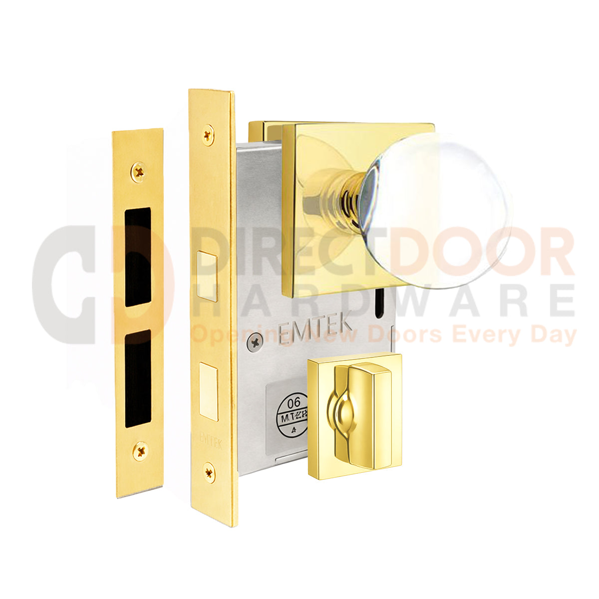 Emtek Bristol Interior Mortise Knob with Square Rosette