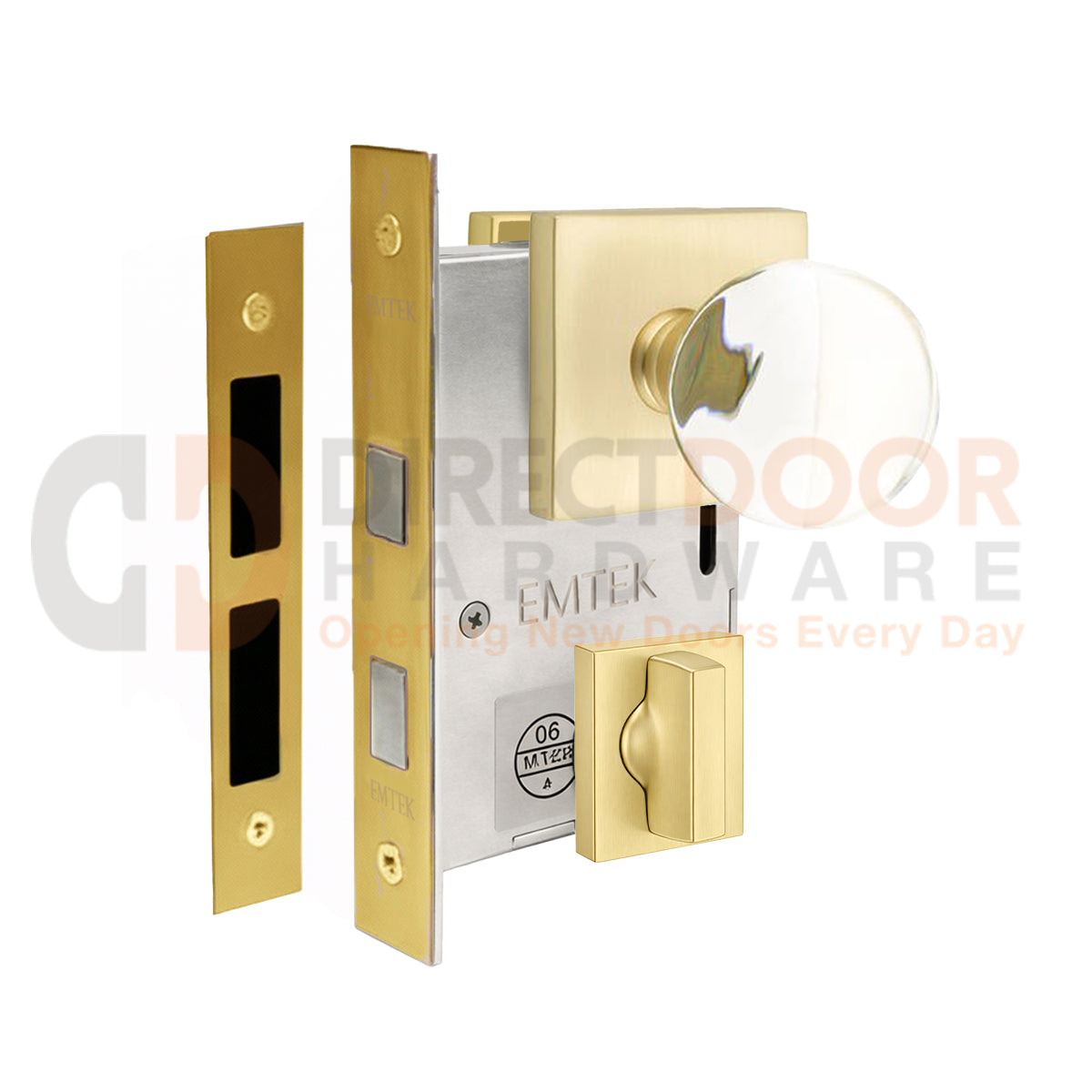 Emtek Bristol Interior Mortise Knob with Square Rosette