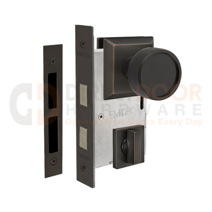 Emtek Conical Knurled Interior Mortise Knob with Quincy Rosette