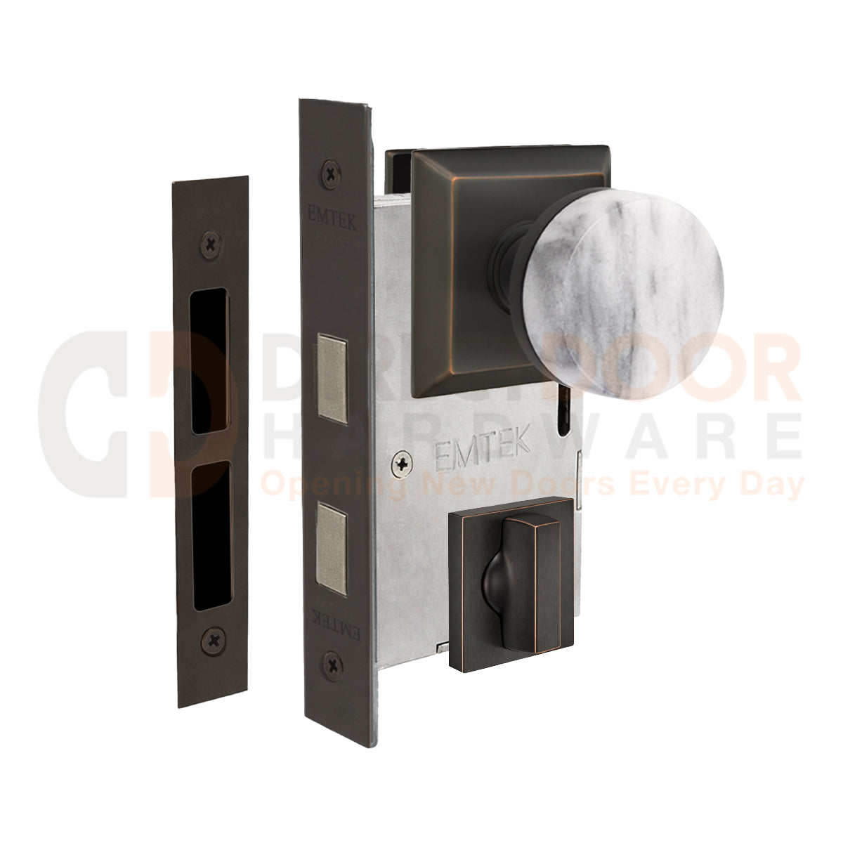 Emtek Conical Marble Interior Mortise Knob with Quincy Rosette