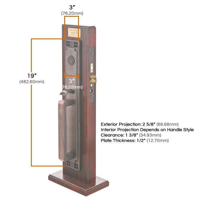 Emtek Craftsman Full Length Mortise Entrance Handleset