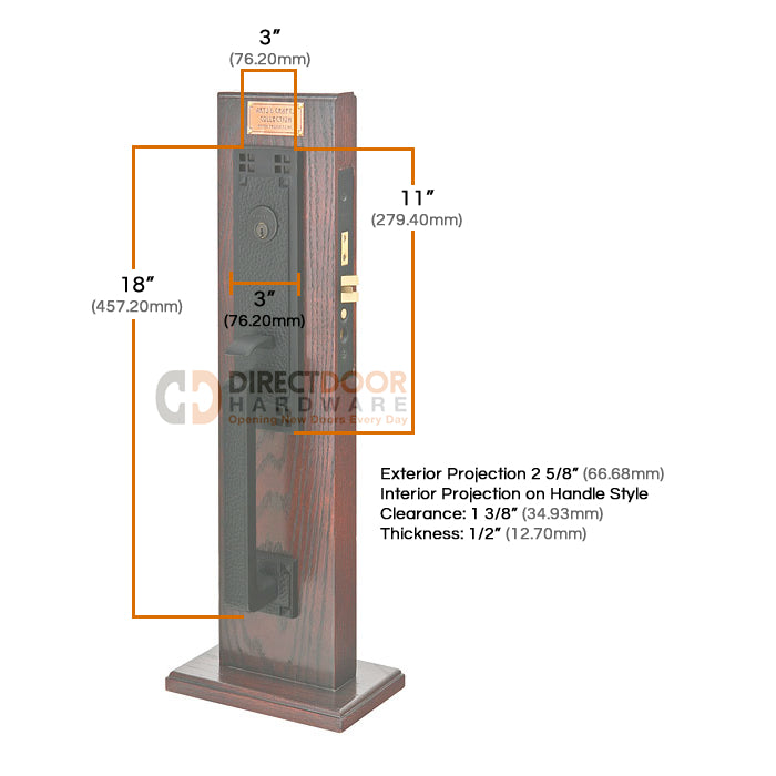 Emtek Craftsman Mortise Entrance Handleset