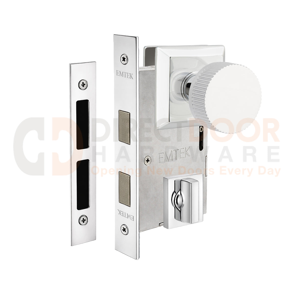 Emtek Conical Straight Knurled Interior Mortise Knob with Quincy Rosette