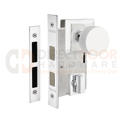 Emtek Conical Straight Knurled Interior Mortise Knob with Quincy Rosette