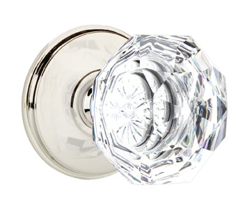 Emtek Diamond Crystal Knob with Waterford Rosette Polished Nickel
