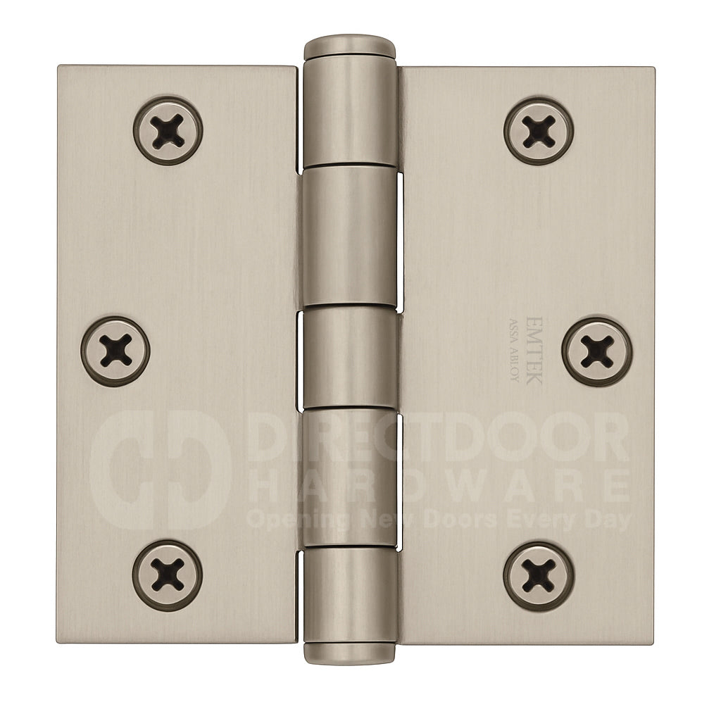 Emtek 3.5x3.5 Residential Door Hinge with Square Corners in Satin Nickel