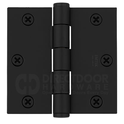 Emtek 3.5x3.5 Residential Door Hinge with Square Corners in Flat Black