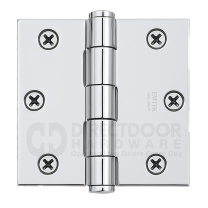 Emtek 3.5x3.5 Residential Door Hinge with Square Corners in Polished Chrome